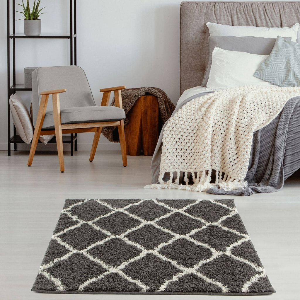 Moroccan Dark Grey Shaggy Rug