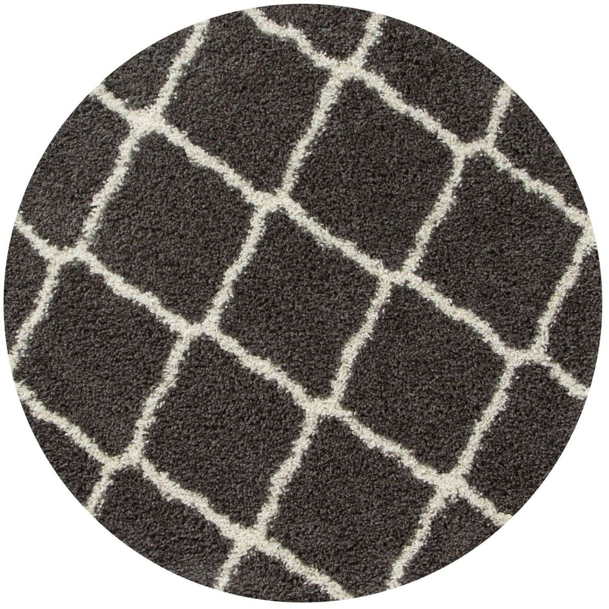 Moroccan Dark Grey Shaggy Rug Ø 120 cm