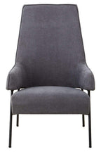 Ash Velvet High Back Chair with Black Metal Legs