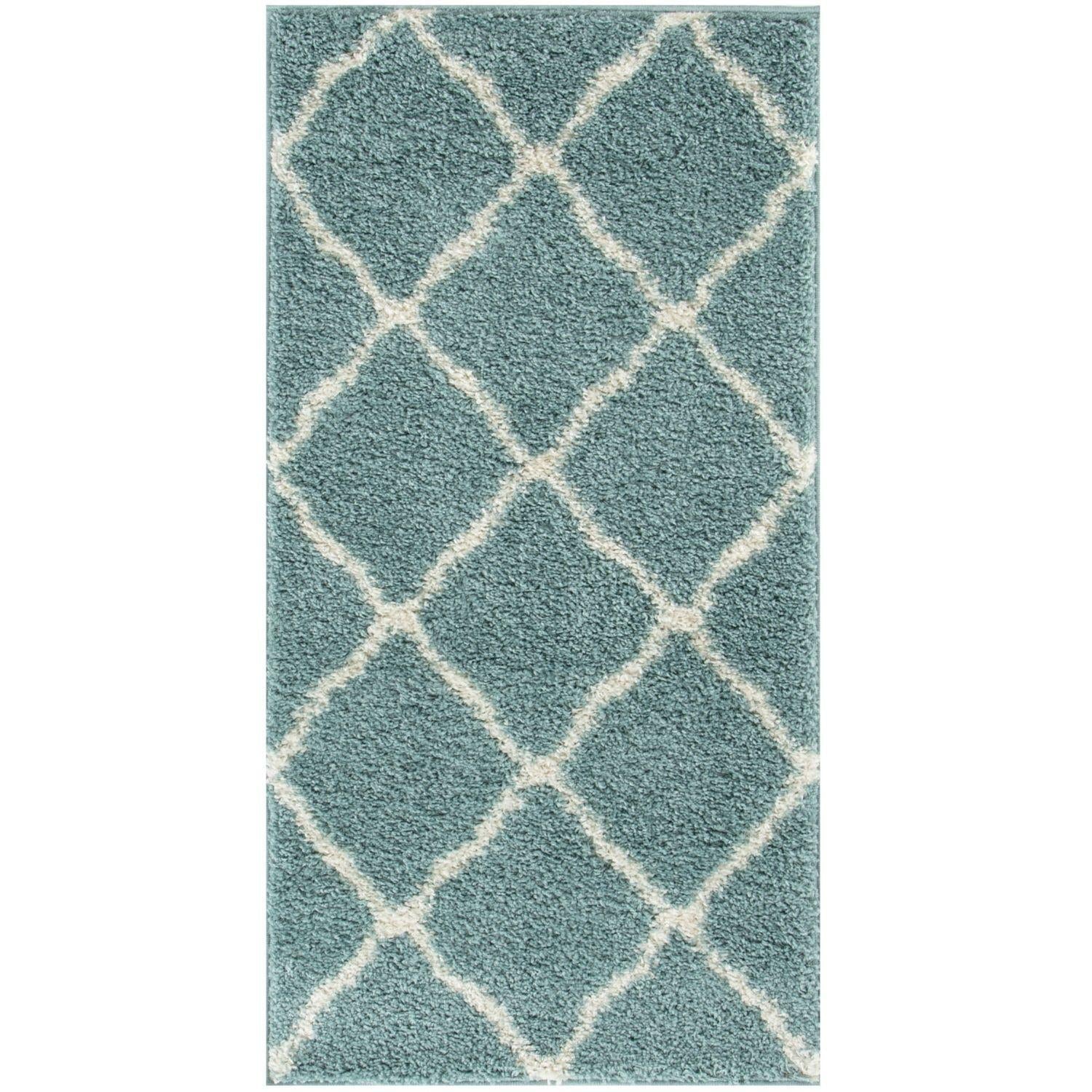 Moroccan Duck Egg Blue Shaggy Rug