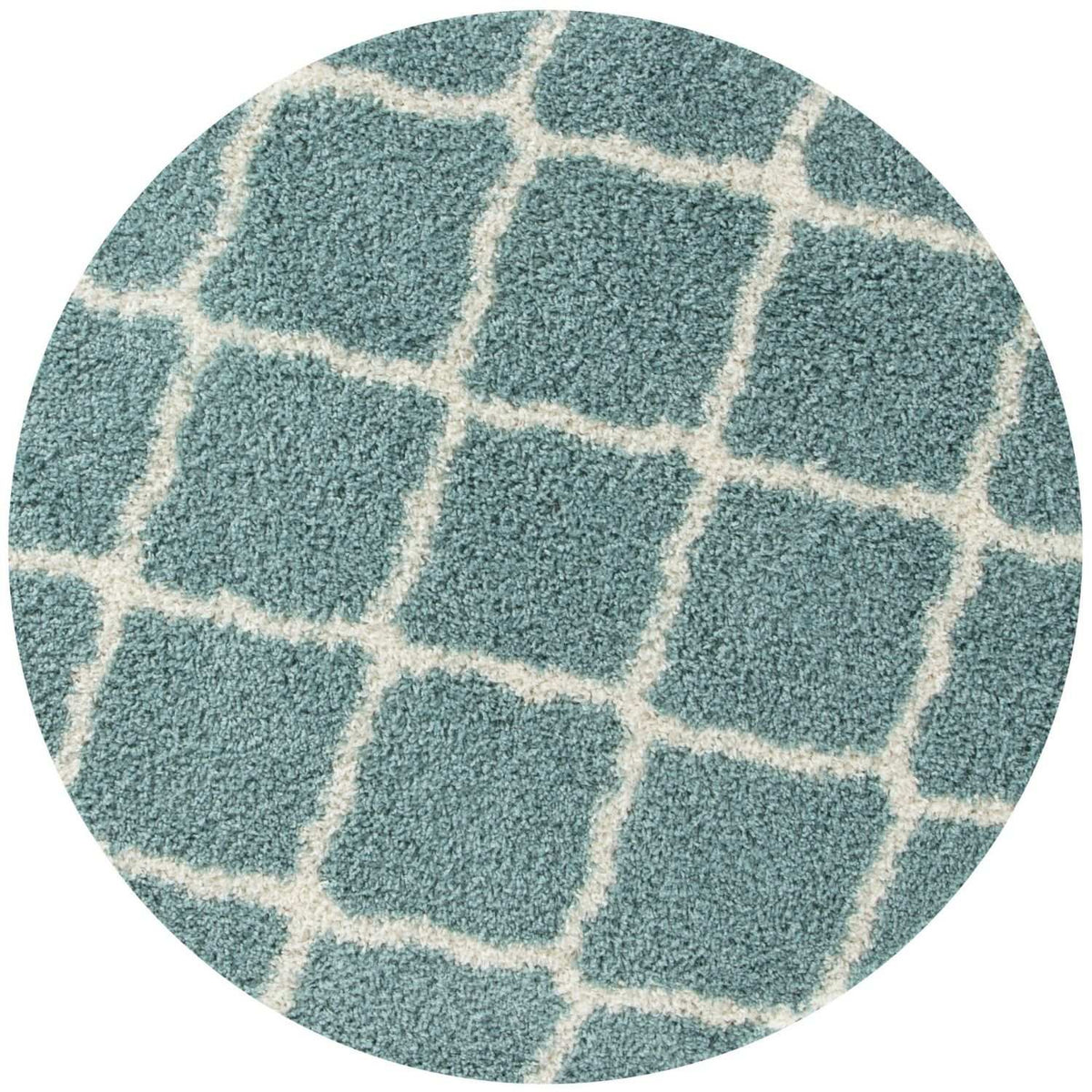 Moroccan Duck Egg Blue Shaggy Rug Ø 120 cm