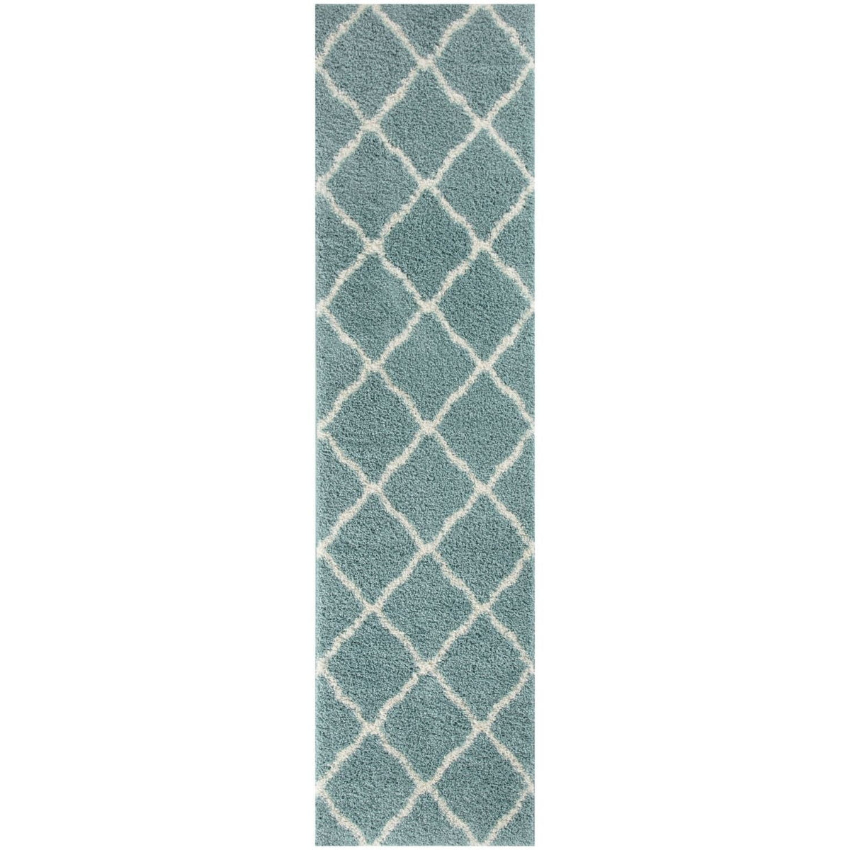 Moroccan Duck Egg Blue Shaggy Rug 80X300 cm