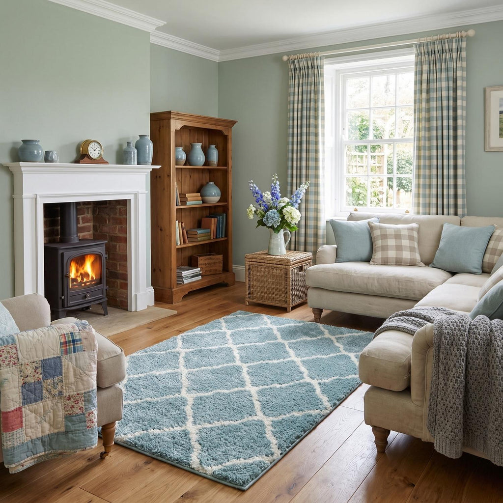 Moroccan Duck Egg Blue Shaggy Rug