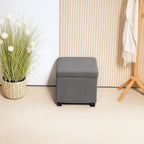 Storage Ottoman Bench, Corduroy Footstool with Removable Lid and Legs, Grey