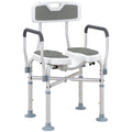 Padded Bath Chair with Slotted Seat and Adjustable Height, Grey
