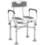Padded Bath Chair with Slotted Seat and Adjustable Height, Grey