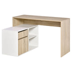 L-Shaped Desk, Corner Computer Desk with Storage Drawer, Adjustable Shelf, Cabinet for Home Office and Study, 120 x 92 x 75cm, Oak and White Oak