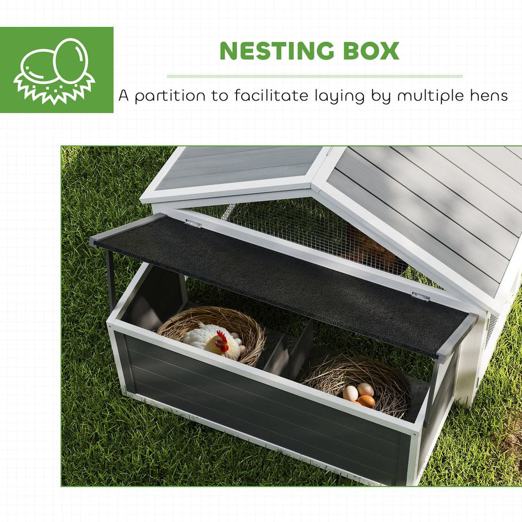 Wooden Chicken Run with Nesting Box, Openable Roof, for 4-8 Chickens