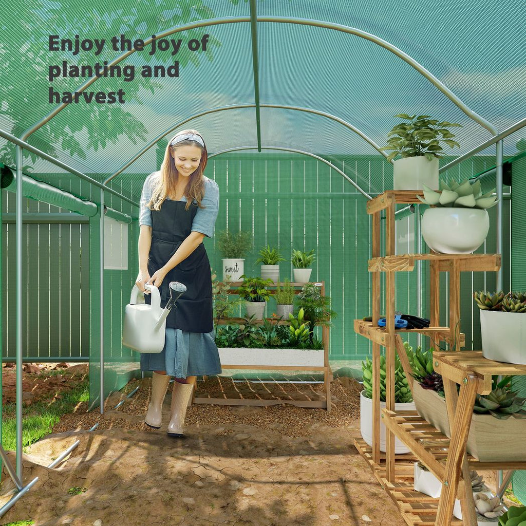 Polytunnel Greenhouse with 3 Roll-up Doors, 3 x 2 x 2m