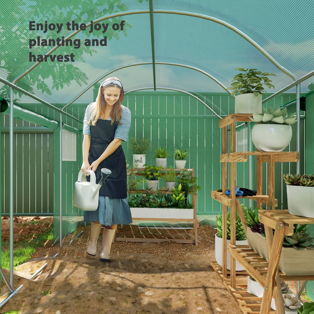 Polytunnel Greenhouse with 3 Roll-up Doors, 3 x 2 x 2m