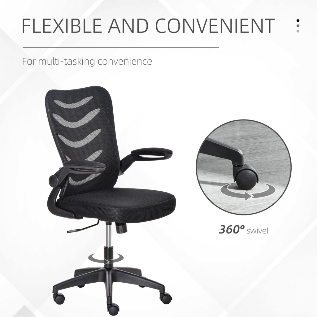 Mesh Office Chair Home Swivel Task Chair, Lumbar Support, Black