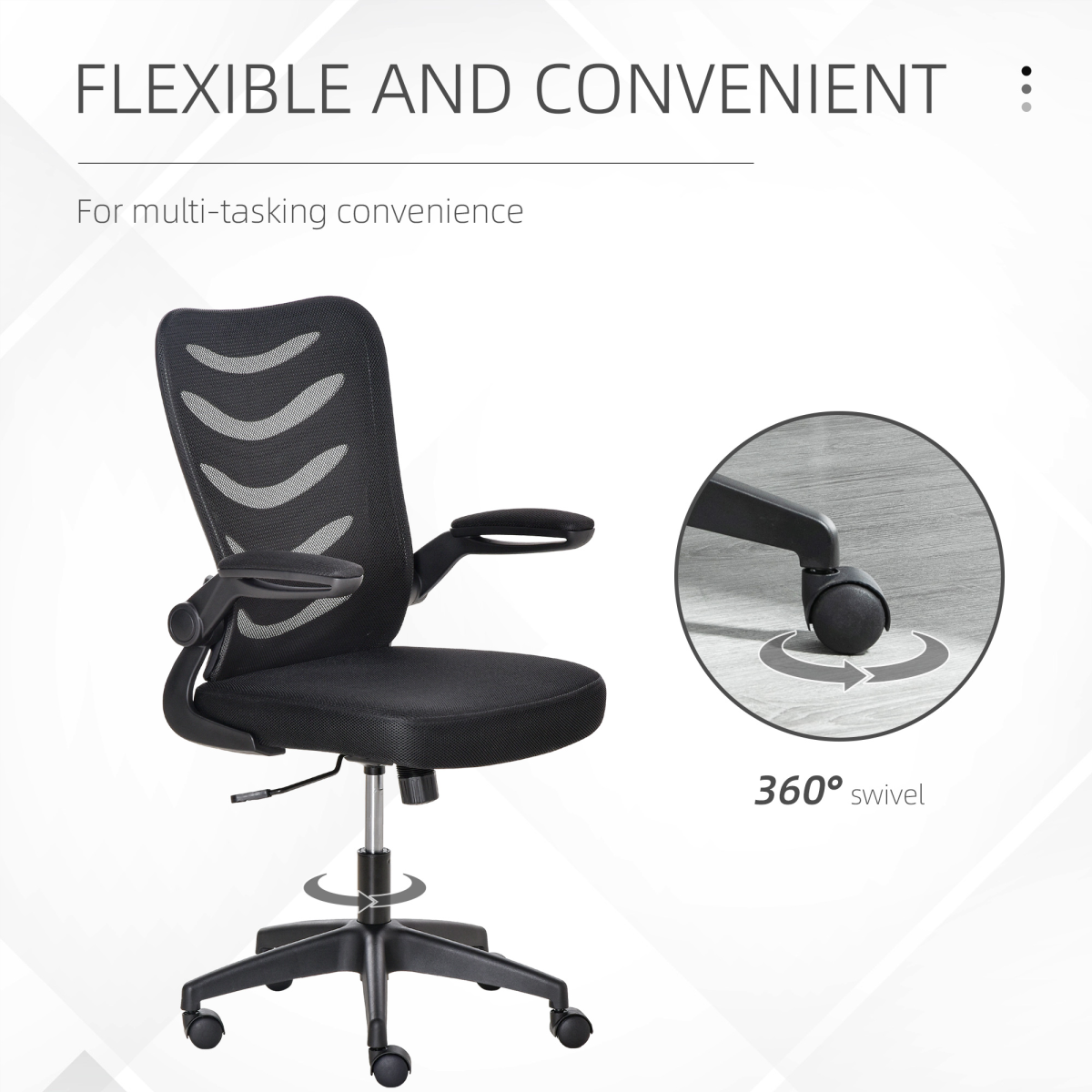 Mesh Office Chair Home Swivel Task Chair, Lumbar Support, Black