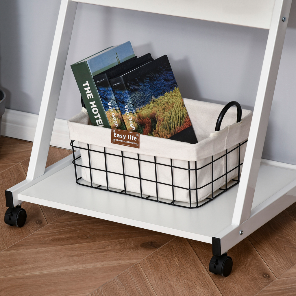 Movable Computer Desk with 4 Moving Wheels Sliding Keyboard Tray White
