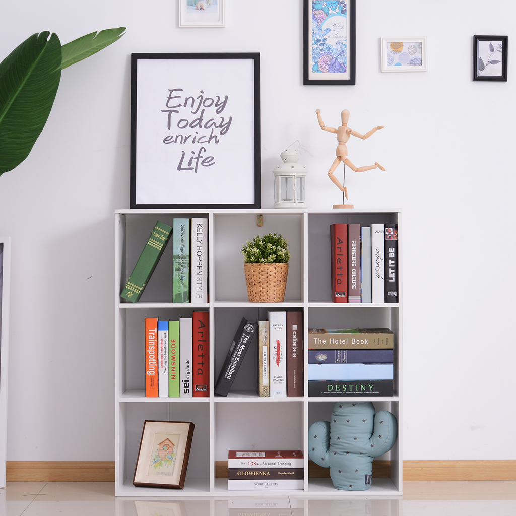 9 Cube Storage Cupboard Bookcase Bookshelf Home Office, White