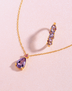 Pink Ruby & Amethyst Pear Cut Half Eternity Band in 18k Gold Vermeil