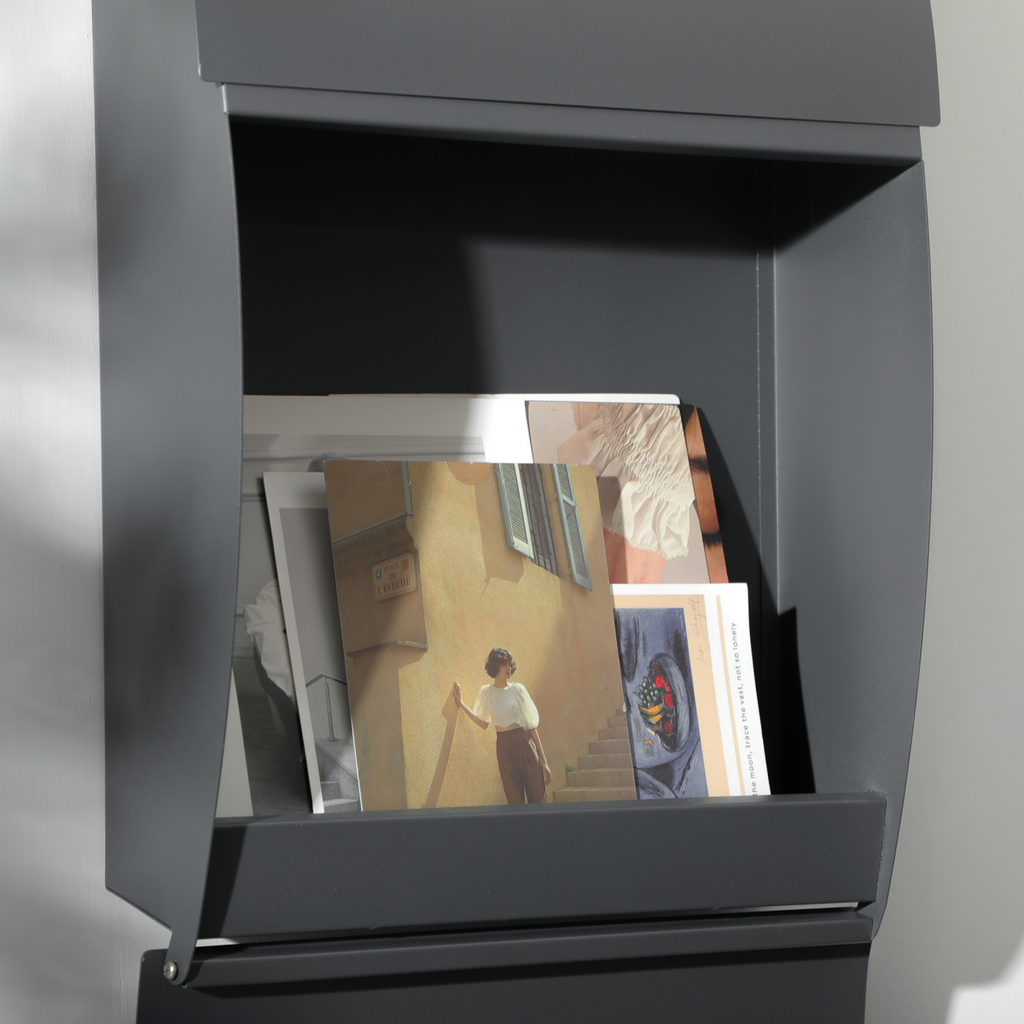 Weatherproof Wall Mounted Letter Box Post Box with Keys Anthracite Grey