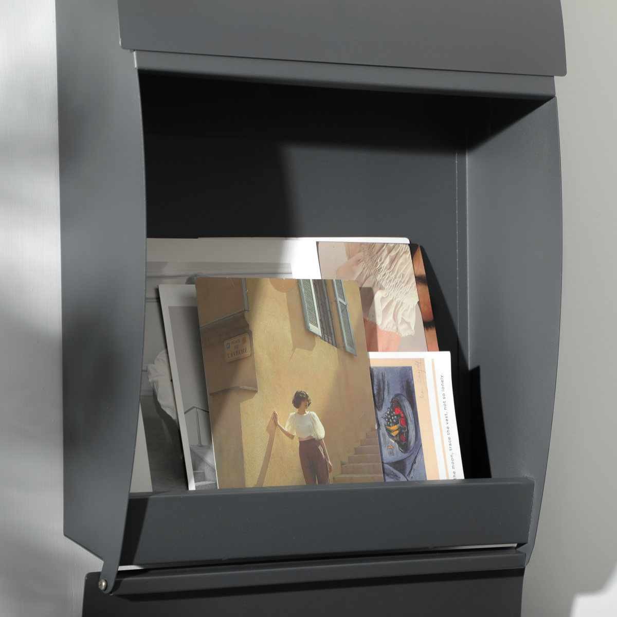 Weatherproof Wall Mounted Letter Box Post Box with Keys Anthracite Grey