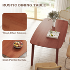 150 cm Rectangular Dining Table with Solid Wood Frame, Light Brown