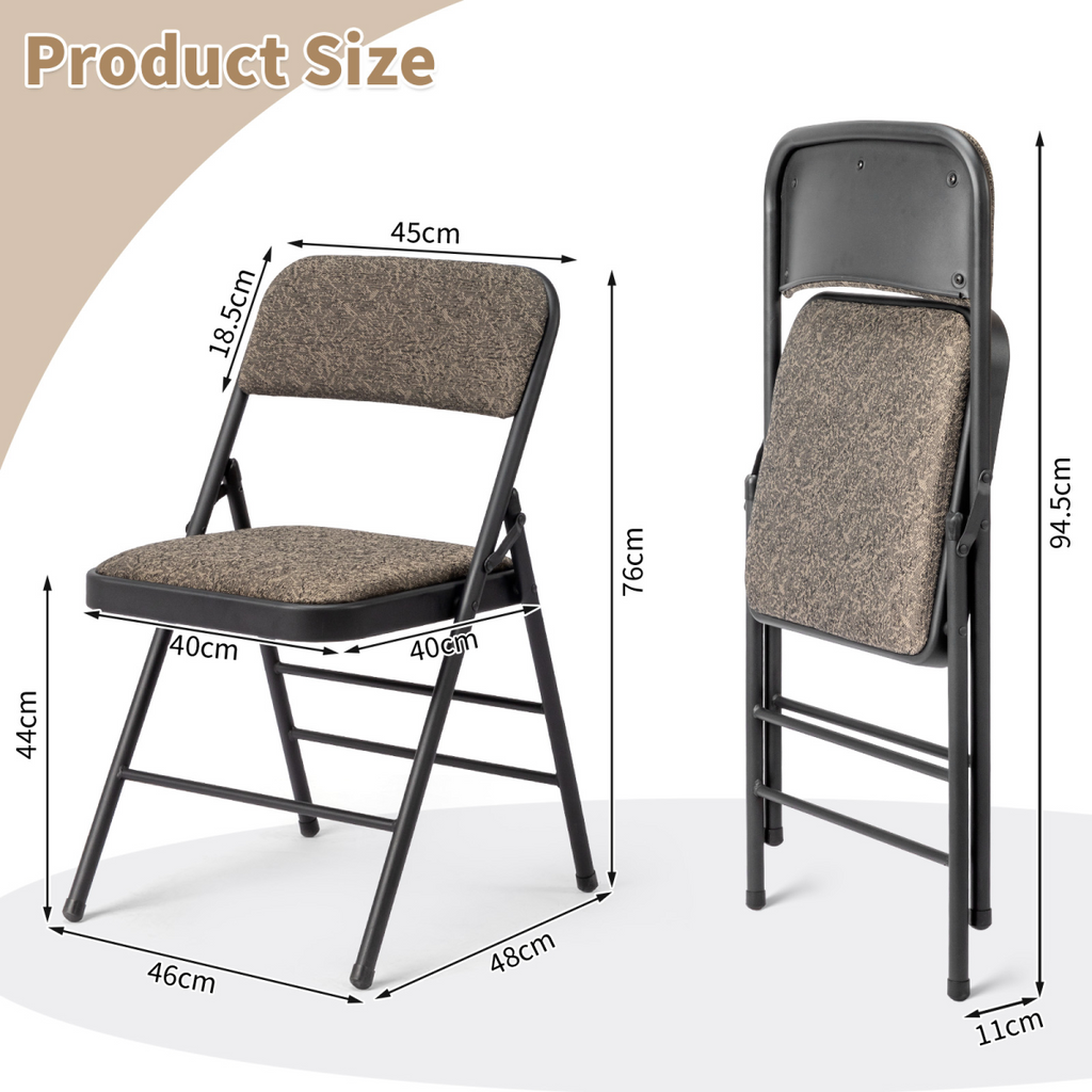 Set of 2 Padded Folding Conference Chairs with Frosted Iron Frame