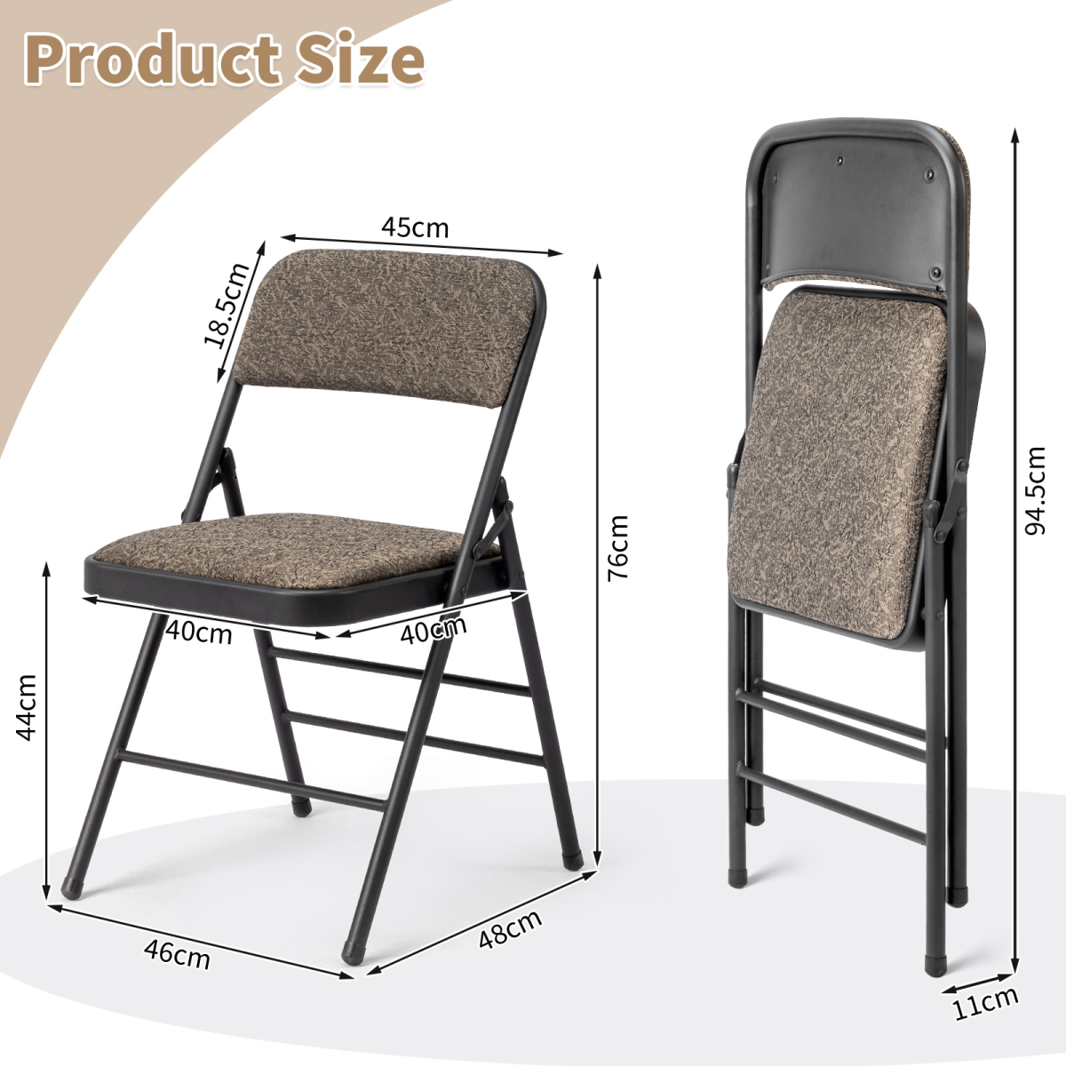 Set of 2 Padded Folding Conference Chairs with Frosted Iron Frame