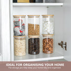 Glass Food Storage Jars with Bamboo Lids - 900ml - 3 PACK