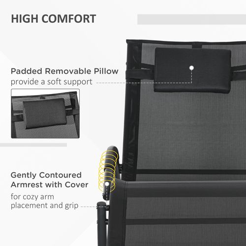 Patio Rocking Lounge Chair Zero Gravity Chaise w/ Padded Pillow