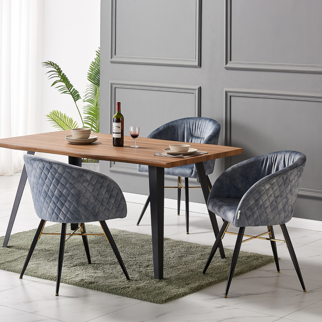 Rocco LUX 5PCs Dining Set includes an Oak Dining Table and Set of 4 Dining Chairs