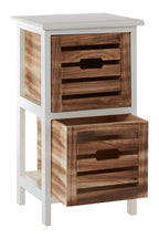 Natural and White Wooden 2 Drawer Chest