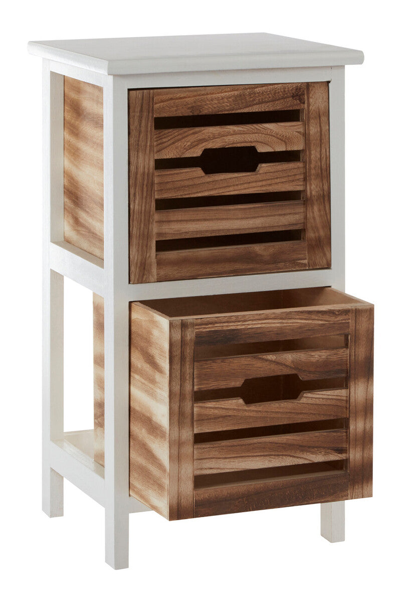 Natural and White Wooden 2 Drawer Chest