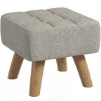 Linen-Look Square Padded Footstool - Light Brown