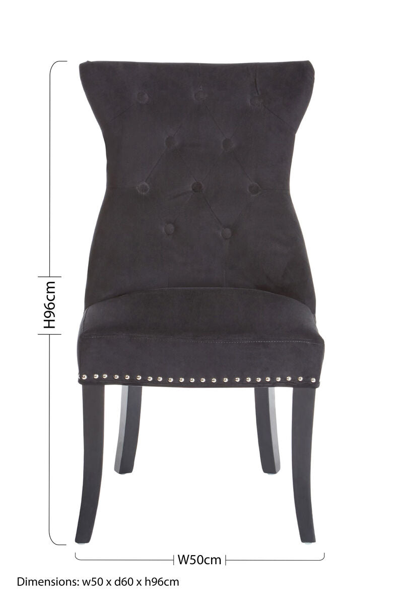 Black Cotton Velvet Dining Chair