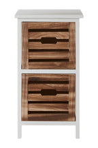Natural and White Wooden 2 Drawer Chest