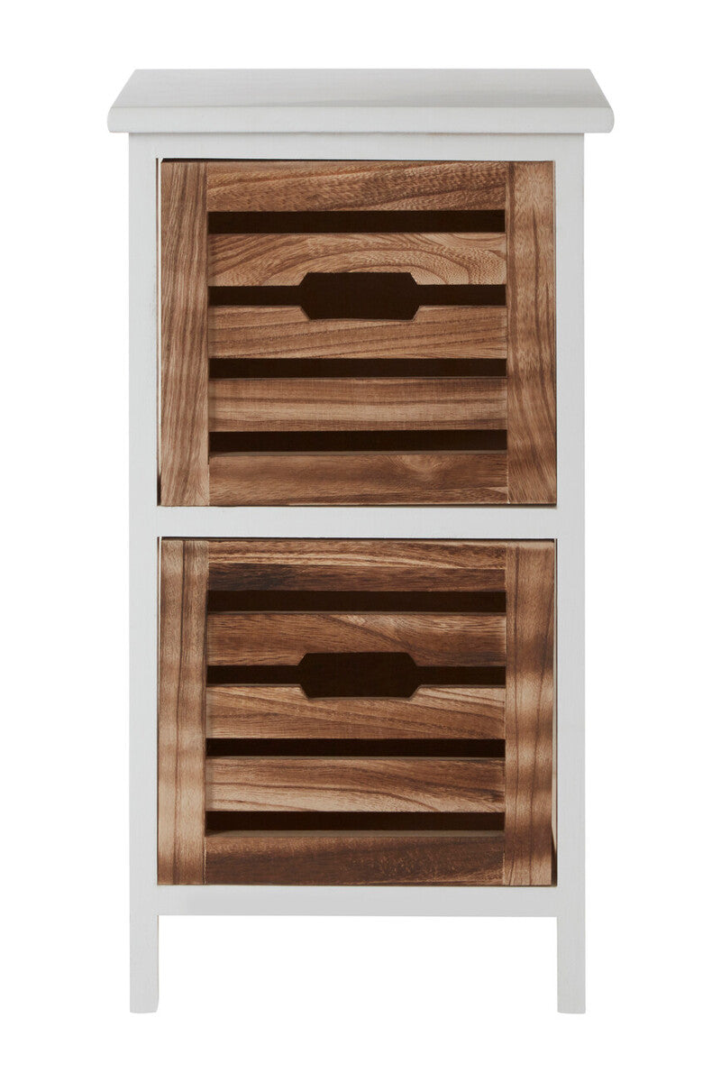 Natural and White Wooden 2 Drawer Chest