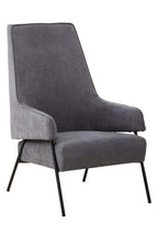 Ash Velvet High Back Chair with Black Metal Legs