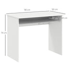Modern Computer Desk, Home Office Table, Small Writing Desk with Storage Shelf, 90 x 50cm, White Wood Grain