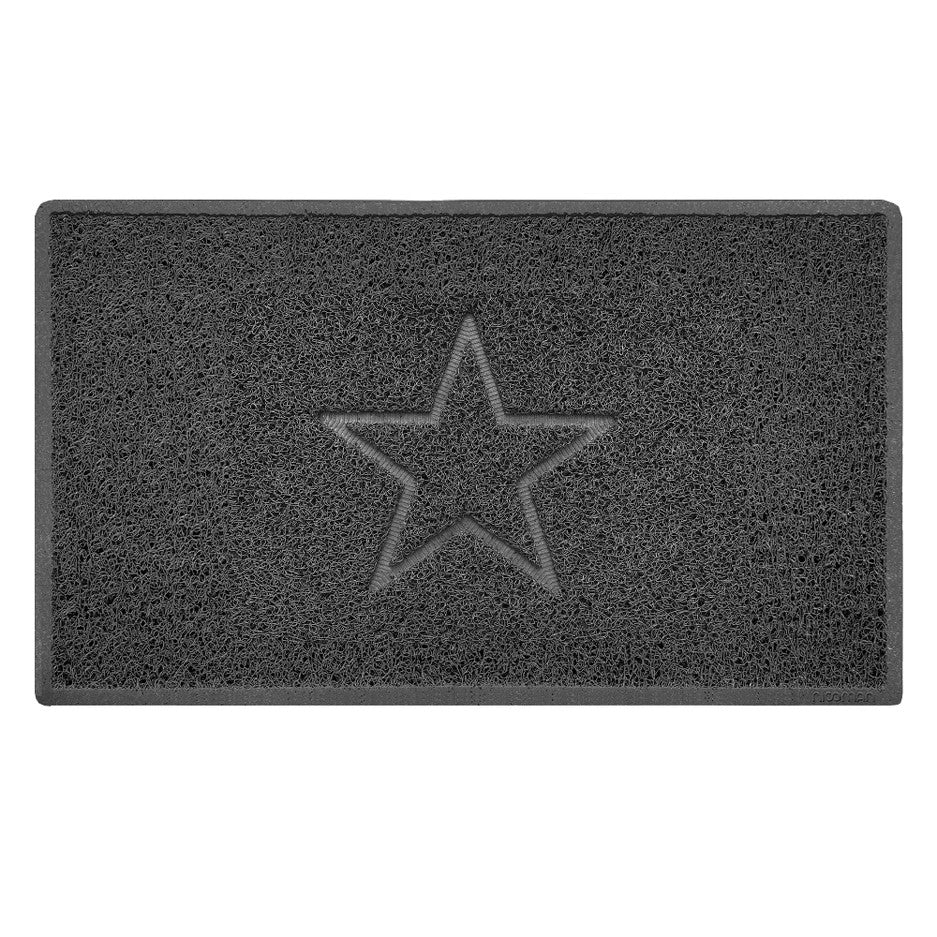 Indoor Spaghetti Door Mat Embossed Star - Dark Grey 75cm x 44cm