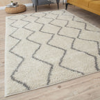 Moroccan Ivory Grey Shaggy Rug