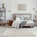 Moroccan Ivory Grey Shaggy Rug