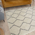 Moroccan Ivory Grey Shaggy Rug