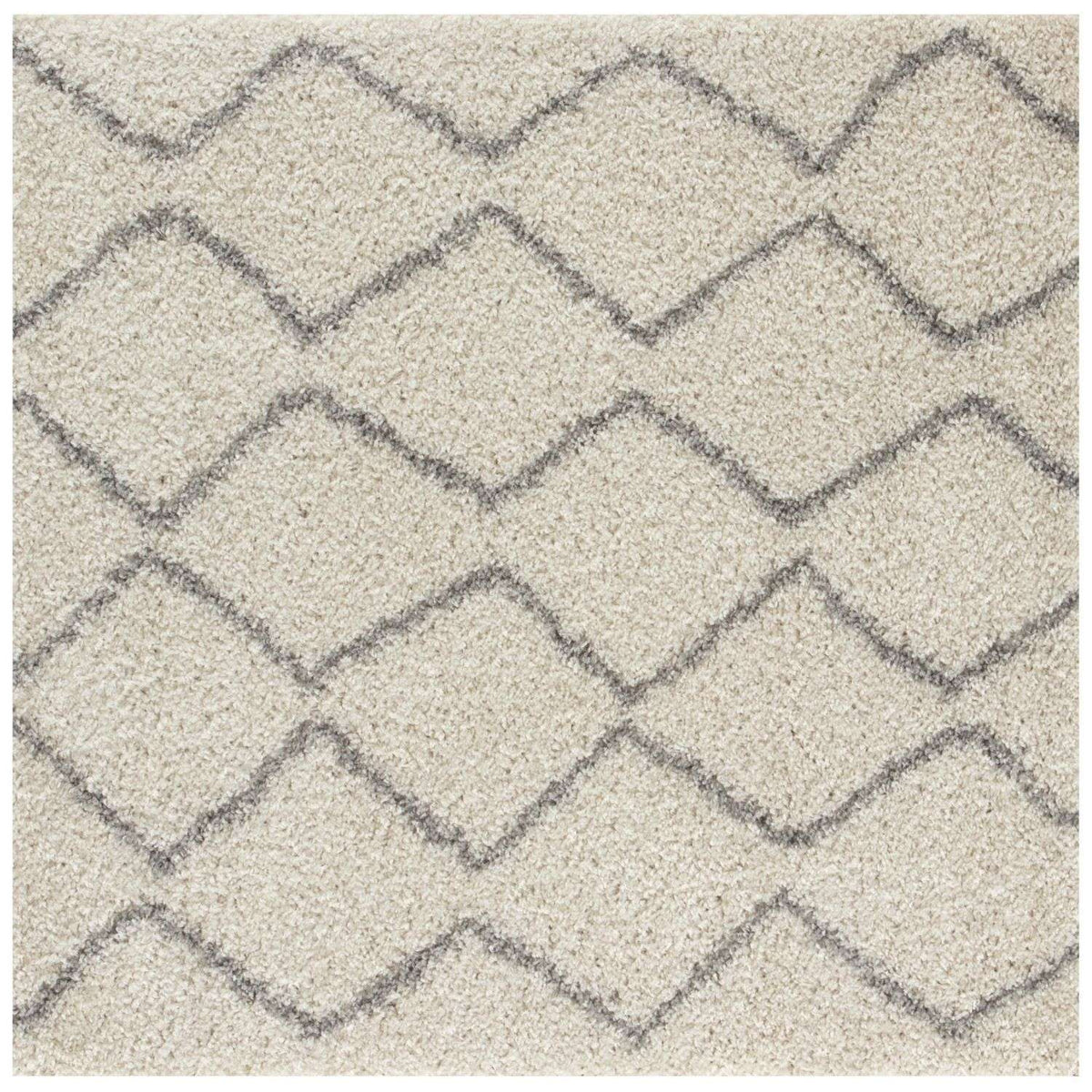 Moroccan Ivory Grey Shaggy Rug 120X120 cm