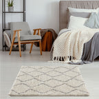 Moroccan Ivory Grey Shaggy Rug