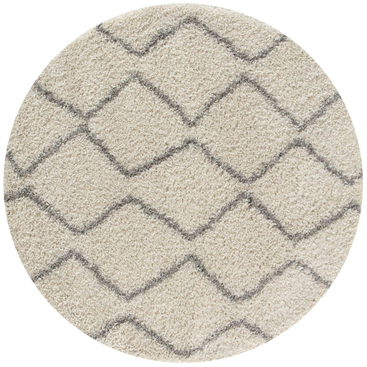 Moroccan Ivory Grey Shaggy Rug Ø 120 cm