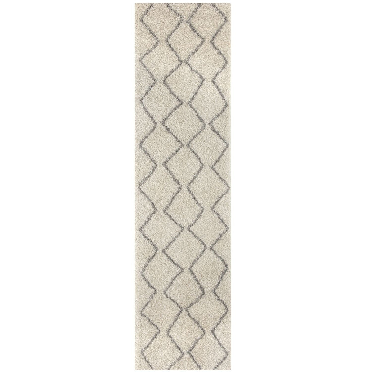 Moroccan Ivory Grey Shaggy Rug 80X300 cm