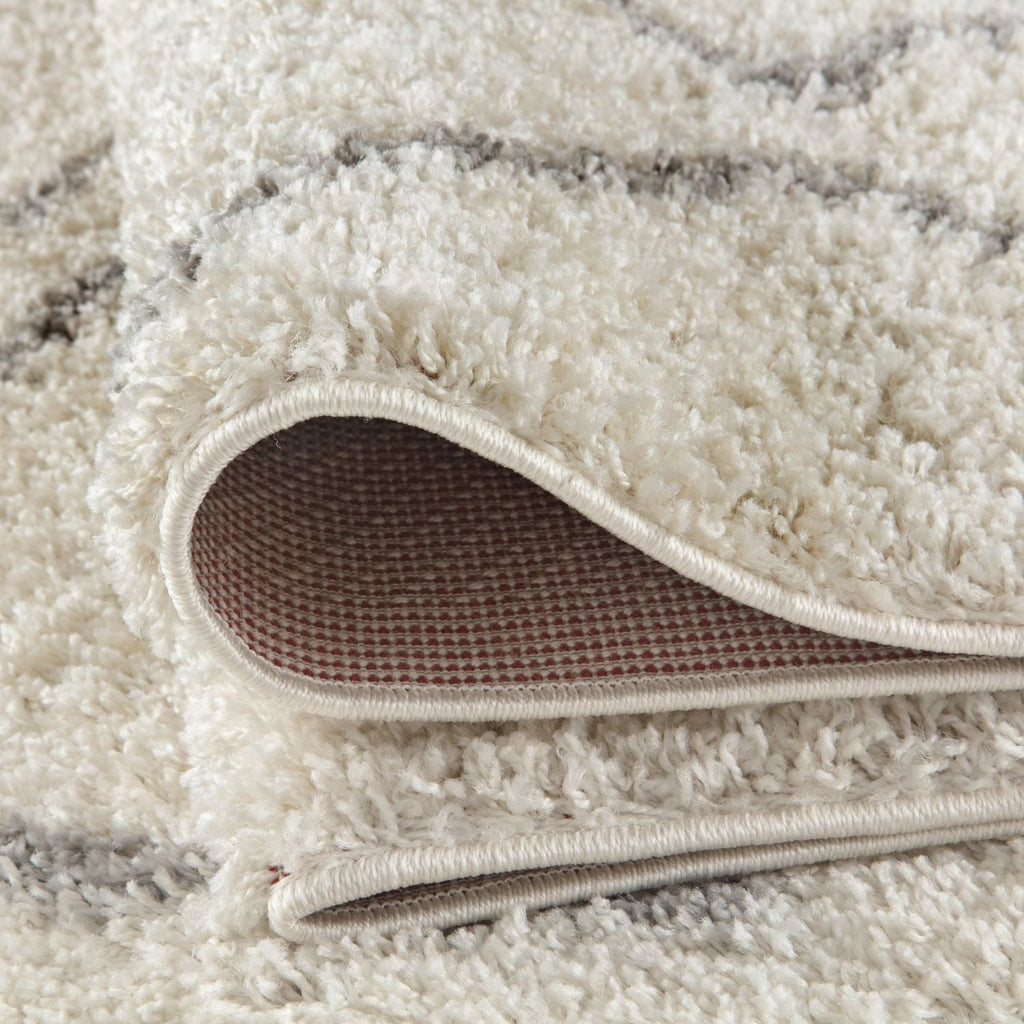 Moroccan Ivory Grey Shaggy Rug