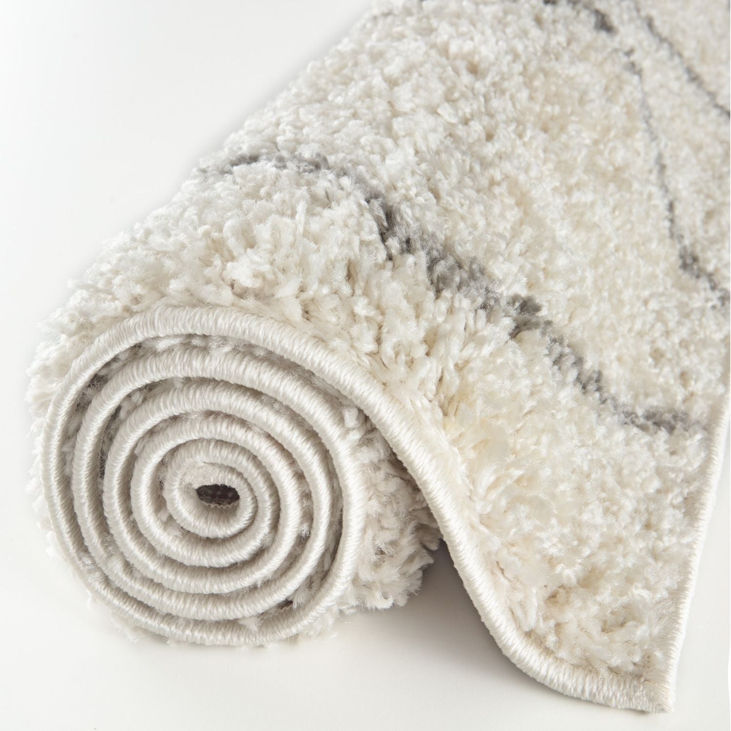 Moroccan Ivory Grey Shaggy Rug