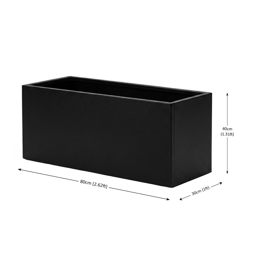 Galvanised Steel Black Trough Metal Planter - 80cm x 30cm