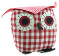 19cm Red Checkered Door Stop - Owl