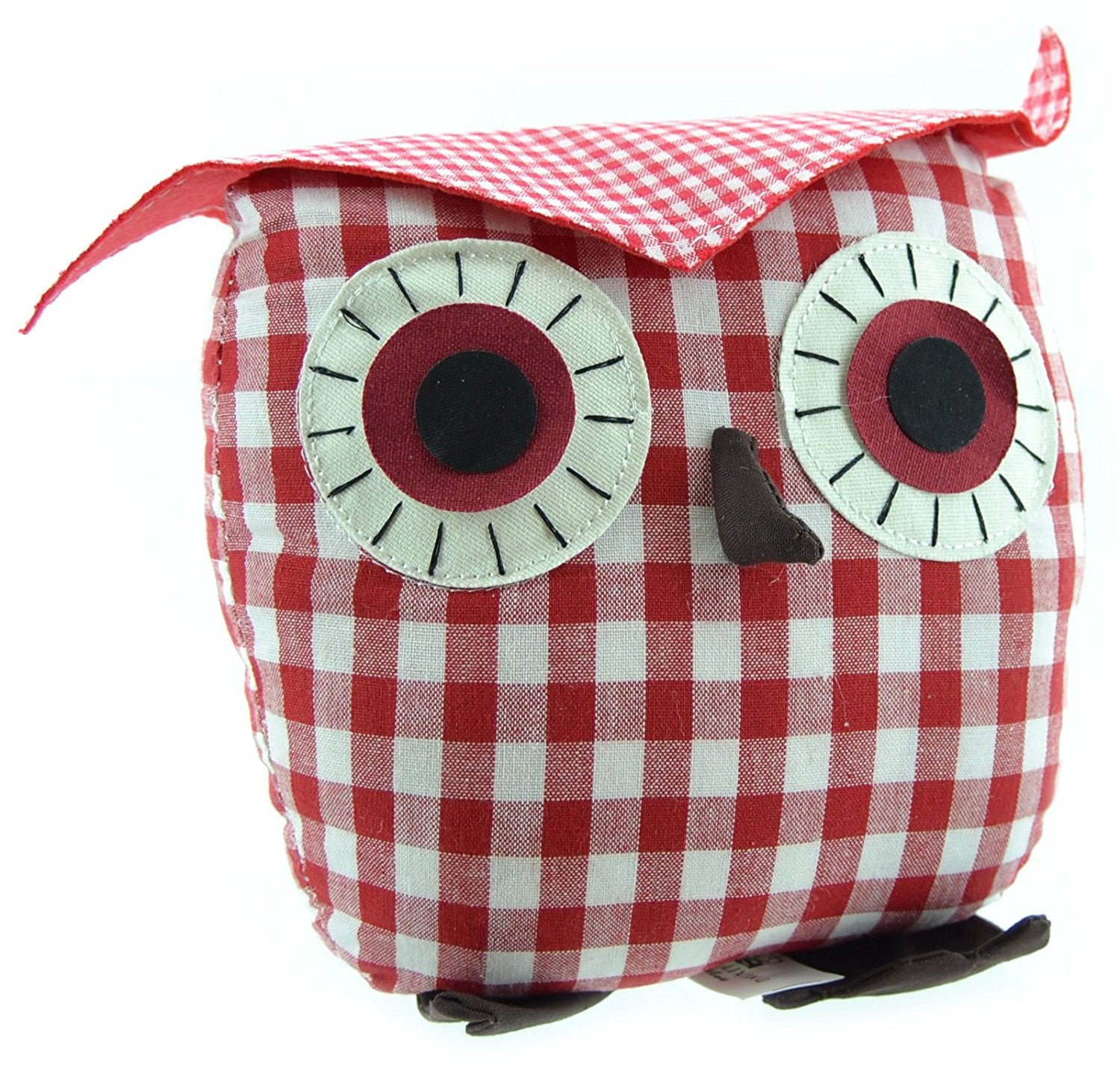 19cm Red Checkered Door Stop - Owl