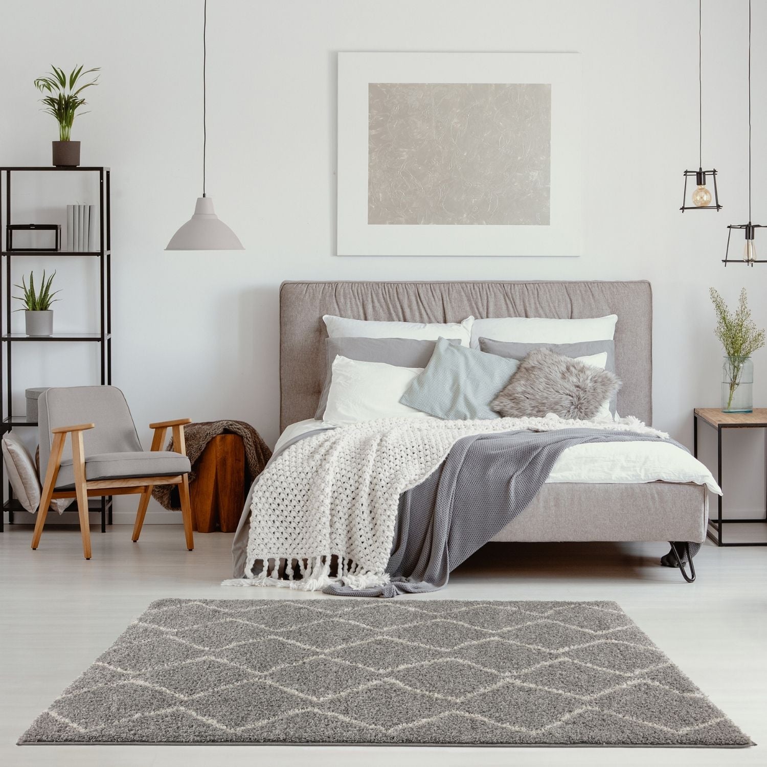 Moroccan Grey Shaggy Rug