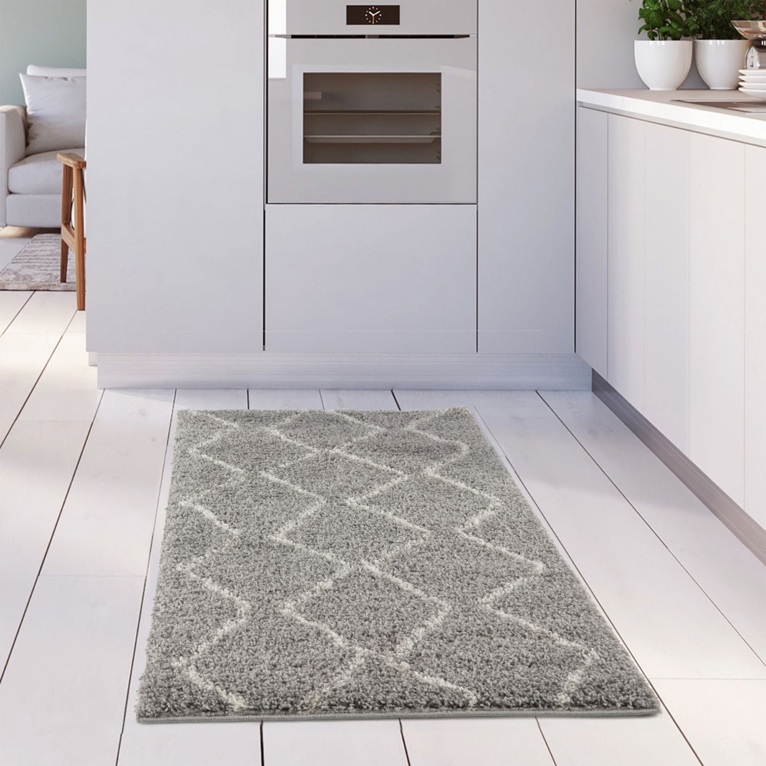 Moroccan Grey Shaggy Rug